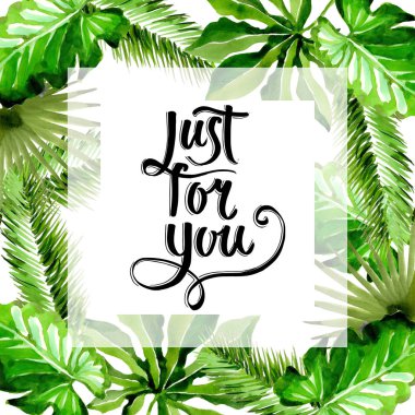 Tropikal Hawaii palmiye ağacı çerçeve bir suluboya tarzında bırakır..