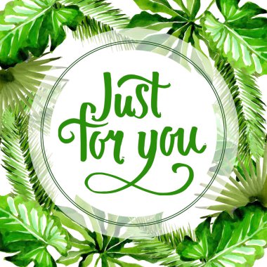 Tropikal Hawaii palmiye ağacı çerçeve bir suluboya tarzında bırakır..