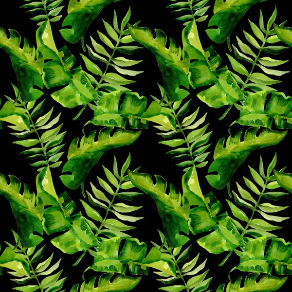 Tropicale Hawaii foglie di palma modello in stile acquerello . — Foto Stock