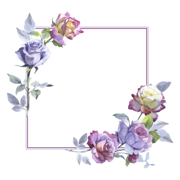 Flor silvestre rosa moldura de flores em um estilo vetorial . — Vetor de Stock