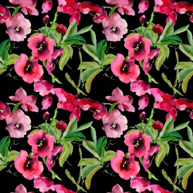 Kır çiçeği orkide çiçek deseni suluboya tarzında.