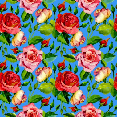 Kır çiçeği gül çiçek deseni suluboya tarzında.