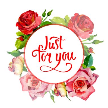 Kır çiçeği gül çiçek çerçeve suluboya tarzında.