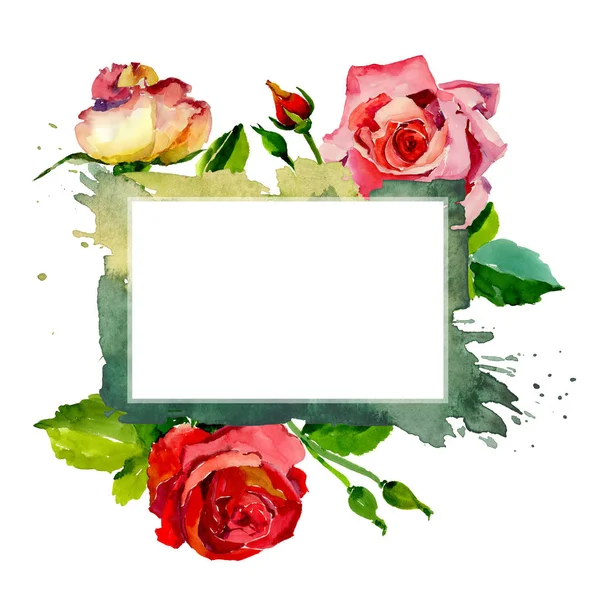 Wildflower roze bloem frame in een aquarel stijl. — Stockfoto
