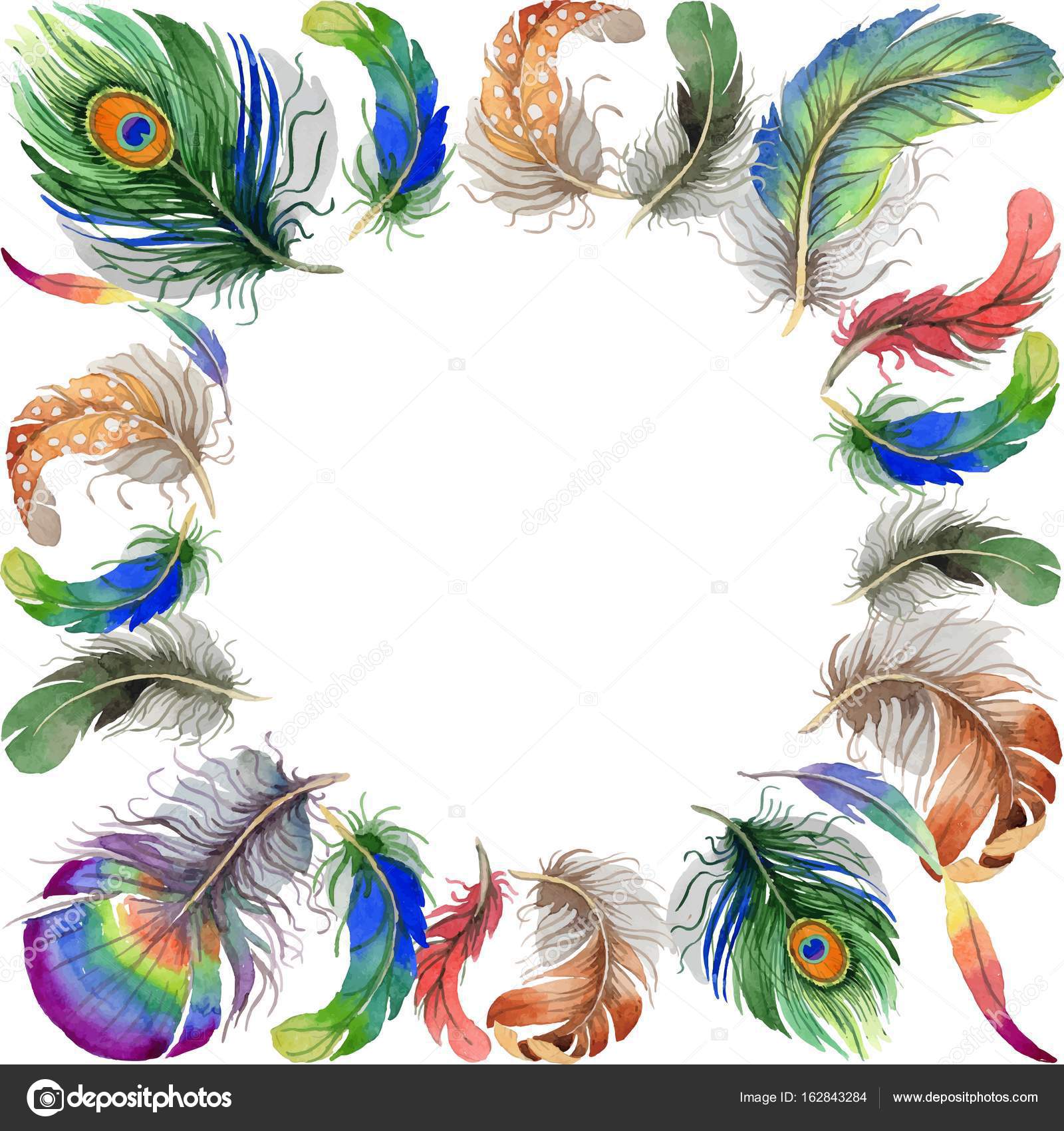 Vector bird feather frame from wing. — Stock Vector ...