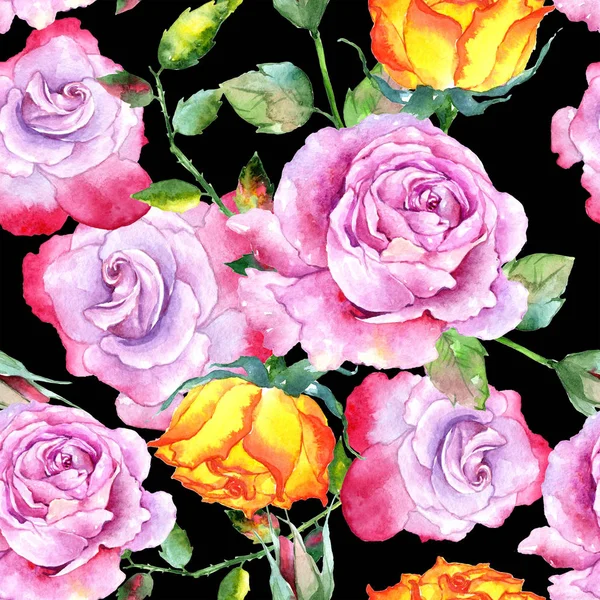 Kır çiçeği gül çiçek deseni suluboya tarzında.