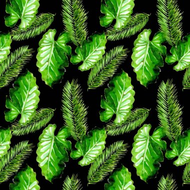 Tropikal Hawaii palmiye ağacı desen bir suluboya tarzında bırakır..