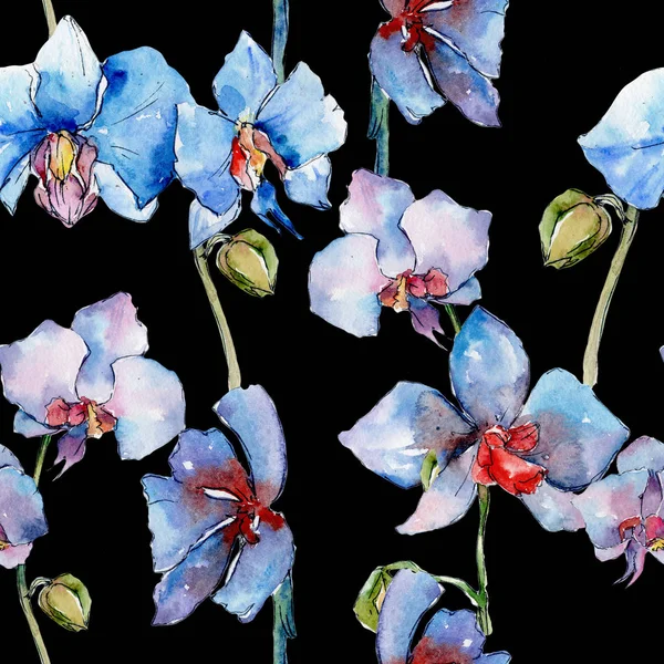 Kır çiçeği orkide çiçek deseni suluboya tarzında.
