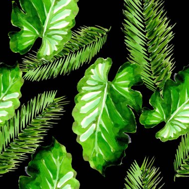 Tropikal Hawaii palmiye ağacı desen bir suluboya tarzında bırakır..
