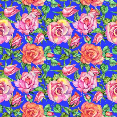 Kır çiçeği gül çiçek deseni suluboya tarzında.