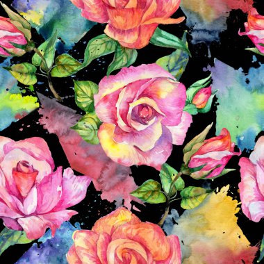 Kır çiçeği gül çiçek deseni suluboya tarzında.