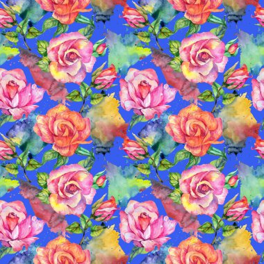 Kır çiçeği gül çiçek deseni suluboya tarzında.