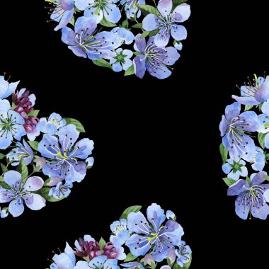 Kır çiçeği kiraz çiçek deseni suluboya tarzında çiçekler.