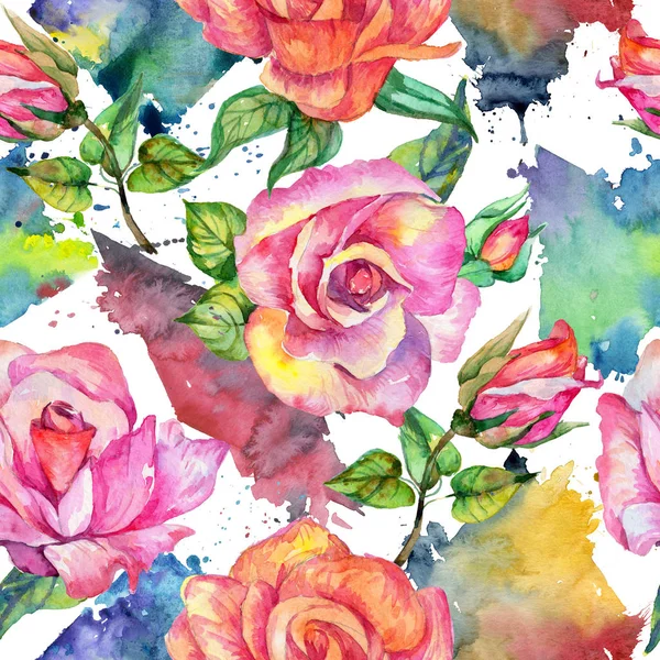 Wildflower rose flower pattern in a watercolor style. — Stock Photo, Image