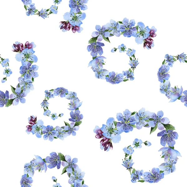 Wildflower κεράσι άνθη μοτίβο λουλουδιών σε στυλ υδροχρώματος. — Φωτογραφία Αρχείου