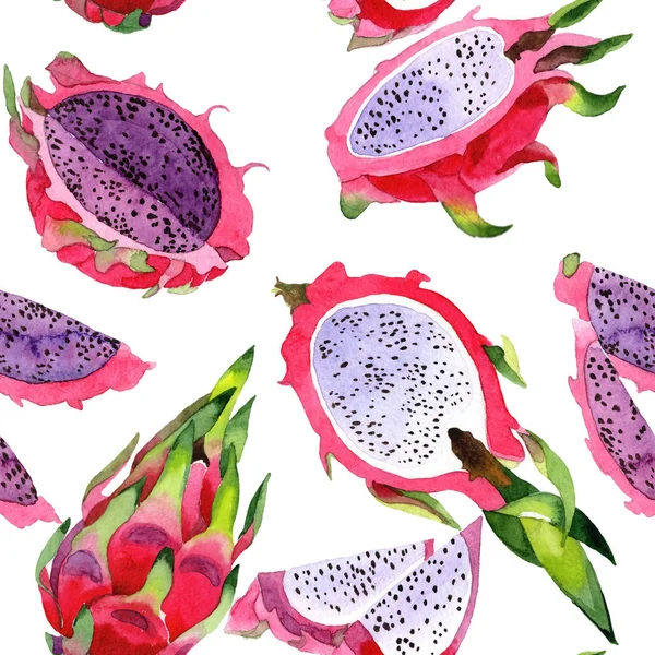 Padrão de fruta selvagem pitaya exótico em um estilo aquarela . — Fotografia de Stock