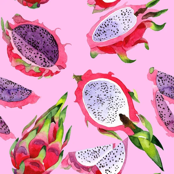 Экзотические pitaya дикие frukt шаблон в акварели стиле . — стоковое фото