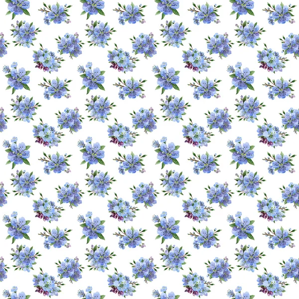 Wildflower cherry flowers flower pattern in a watercolor style. — Stock Photo, Image