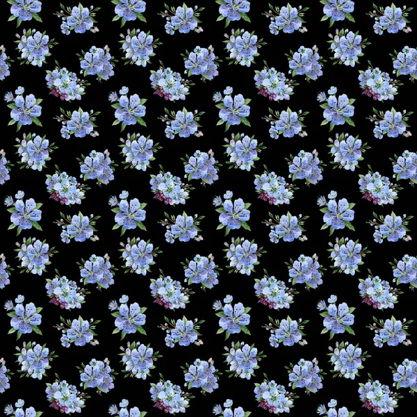 Wildflower třešňových květů květinový vzor ve stylu akvarelu. — Stock fotografie