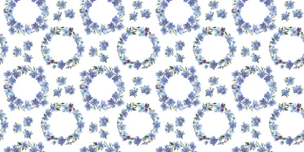 벚꽃 야생화 꽃 수채화 스타일에서 꽃 패턴. — 스톡 사진