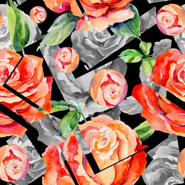 Kır çiçeği gül çiçek deseni suluboya tarzında.