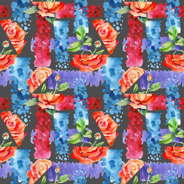 Kır çiçeği gül çiçek deseni suluboya tarzında.