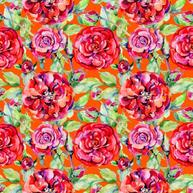 Kır çiçeği gül çiçek deseni suluboya tarzında.