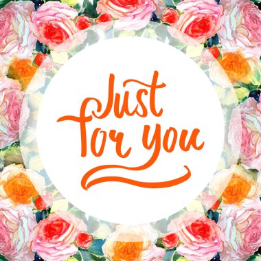 Kır çiçeği güller çiçek çerçevesi suluboya tarzında.