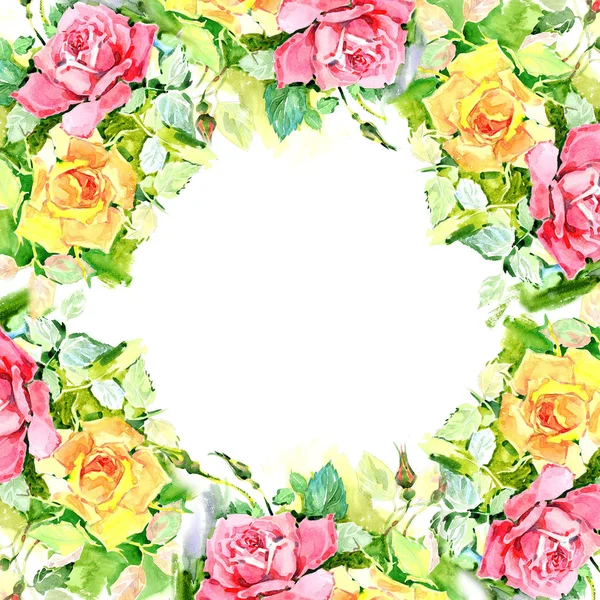 Flor silvestre rosa marco de flores en un estilo de acuarela . — Foto de Stock