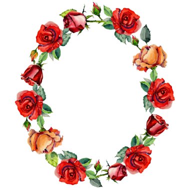 Kır çiçeği gül çiçek çelenk suluboya tarzında.