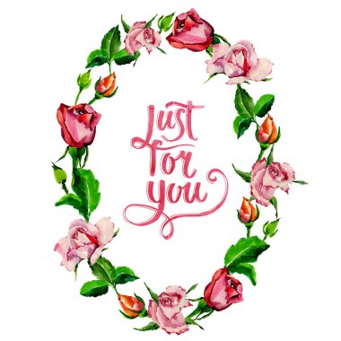 Kır çiçeği gül çiçek çelenk suluboya tarzında.