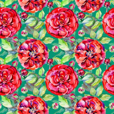 Kır çiçeği gül çiçek deseni suluboya tarzında.