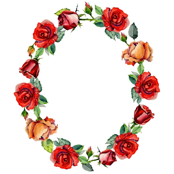 Kır çiçeği gül çiçek çelenk suluboya tarzında.