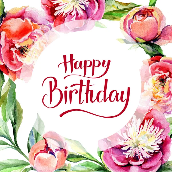 Kır çiçeği Şakayık çiçeği çerçeve suluboya tarzında.