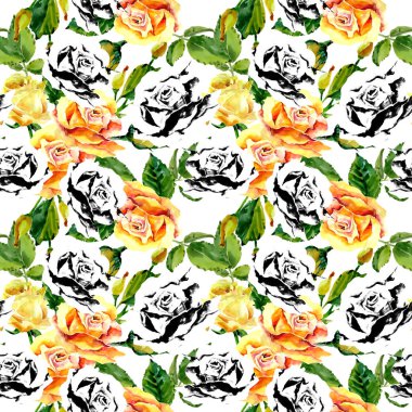 Kır çiçeği gül çiçek deseni suluboya tarzında.