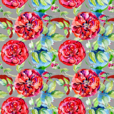 Kır çiçeği gül çiçek deseni suluboya tarzında.