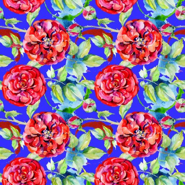 Kır çiçeği gül çiçek deseni suluboya tarzında.