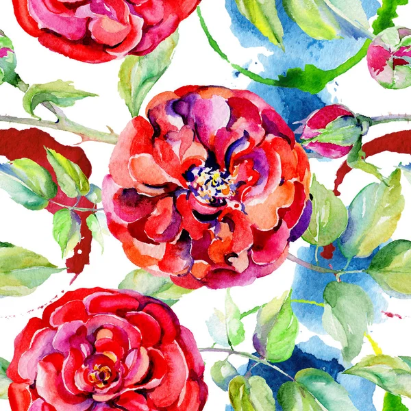 Wildflower rose flower pattern in a watercolor style.