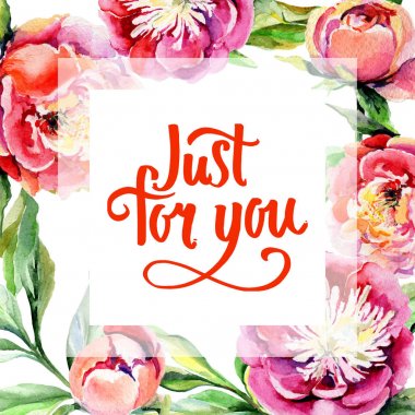 Kır çiçeği Şakayık çiçeği çerçeve suluboya tarzında.