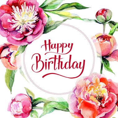 Kır çiçeği Şakayık çiçeği çerçeve suluboya tarzında.