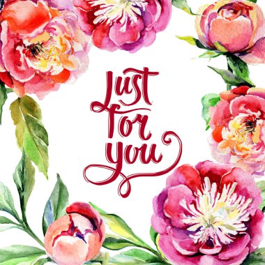 Kır çiçeği Şakayık çiçeği çerçeve suluboya tarzında.