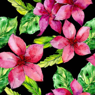 Tropikal Hawaii palmiye ağacı desen bir suluboya tarzında bırakır..