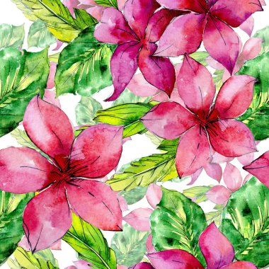 Tropikal Hawaii palmiye ağacı desen bir suluboya tarzında bırakır..