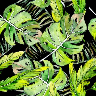 Tropikal Hawaii palmiye ağacı desen bir suluboya tarzında bırakır..