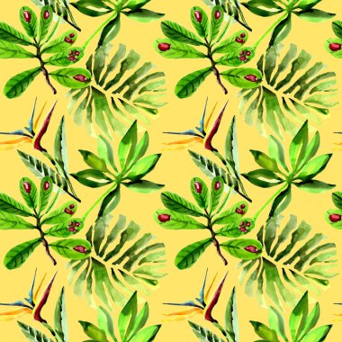 Tropikal Hawaii palmiye ağacı desen bir suluboya tarzında bırakır..