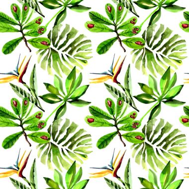 Tropikal Hawaii palmiye ağacı desen bir suluboya tarzında bırakır..