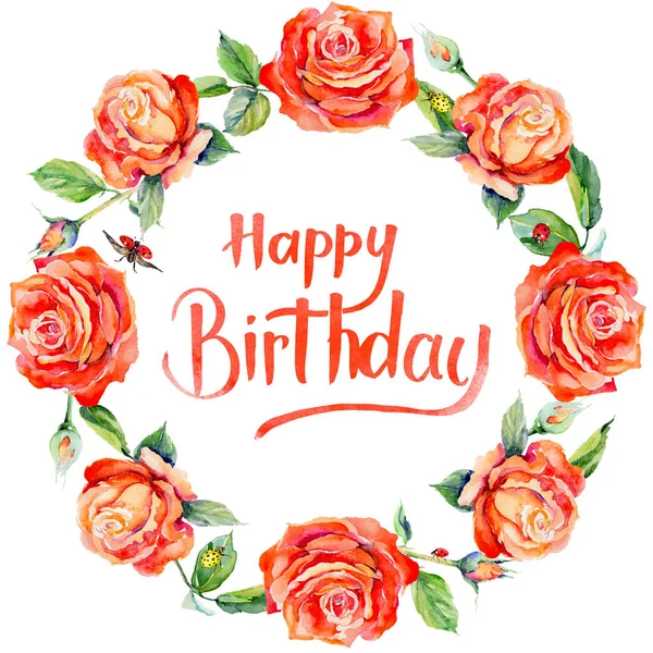 Kır çiçeği gül çiçek çelenk suluboya tarzında.