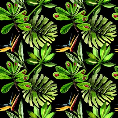 Tropikal Hawaii palmiye ağacı desen bir suluboya tarzında bırakır..