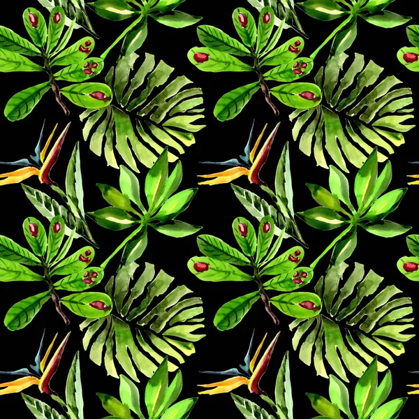 Tropikal Hawaii palmiye ağacı desen bir suluboya tarzında bırakır..