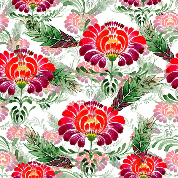 Kır çiçeği petrikovka çiçek deseni suluboya tarzında .